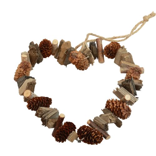 Prodotto Anello decorativo cuore da appendere decorazione coni decorativi in legno decorazione naturale Ø20cm