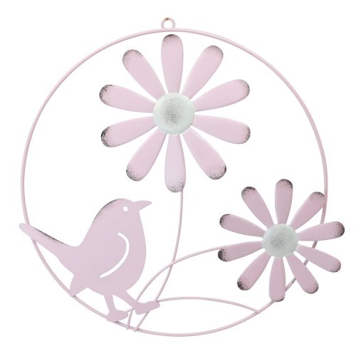 Prodotto Anello decorativo in metallo da appendere decorazione fiori rosa Ø30cm 2 pezzi