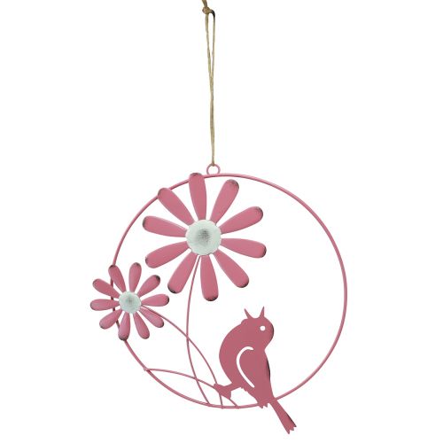 Prodotto Anello decorativo in metallo appeso decorazione fiori rosa Ø23cm 4 pezzi
