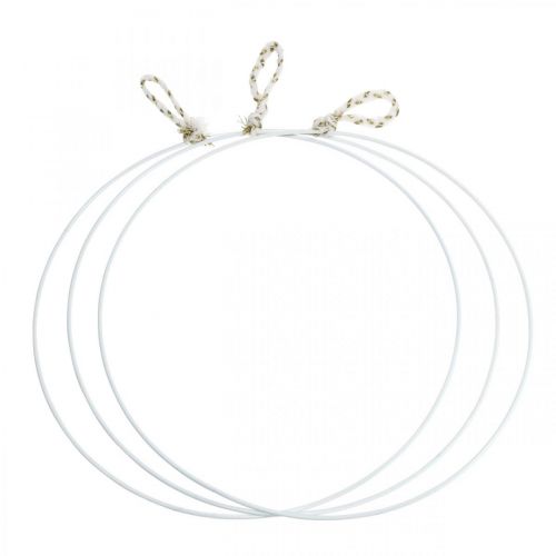 Floristik24 Anello decorativo in metallo bianco per appendere anello in metallo Ø38 cm 3 pz