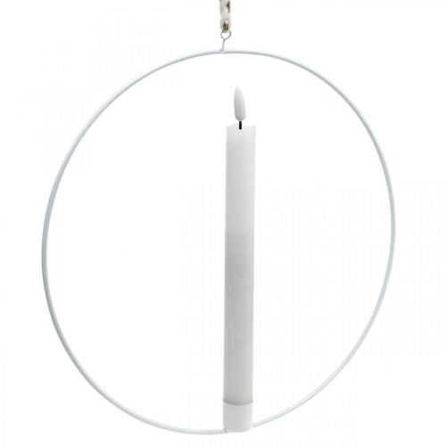 Floristik24 Candeliere da appendere anello decorativo in metallo bianco Ø28.5cm 3 pezzi