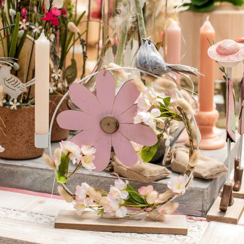 Floristik24 Anello decorativo con supporto portacandele bianco decorazione da tavolo in metallo Ø23cm