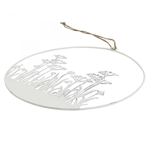 Floristik24 Anello decorativo in metallo bianco fiore decorativo prato decorazione primaverile Ø22cm
