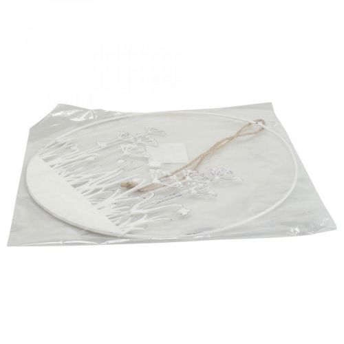 Floristik24 Anello decorativo in metallo bianco fiore decorativo prato decorazione primaverile Ø22cm