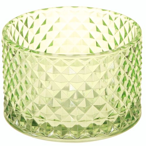 Portacandele decorativo in vetro verde retrò Ø10,5cm 2 pezzi