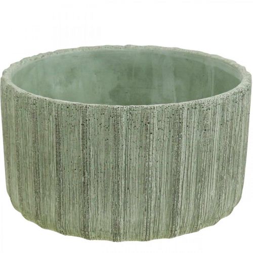 Ciotola decorativa in ceramica verde a righe retrò Ø20cm  H11cm-07090