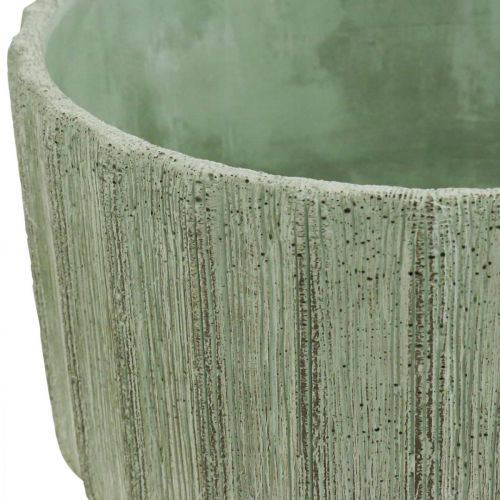 Floristik24 Ciotola decorativa in ceramica verde a righe retrò Ø20cm H11cm