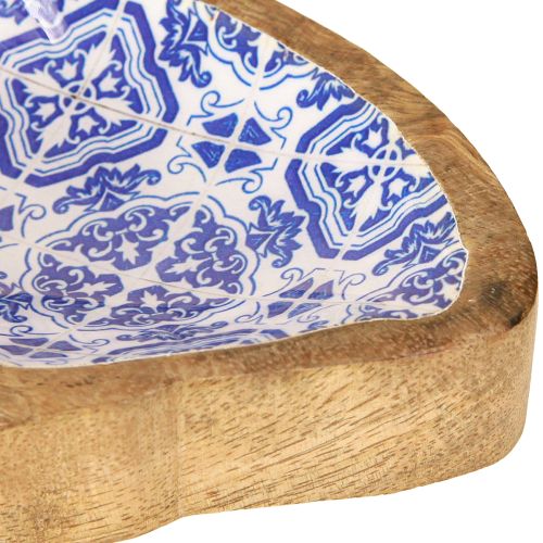 Prodotto Ciotola decorativa in legno decorazione pesce naturale blu bianco 18×11×3cm