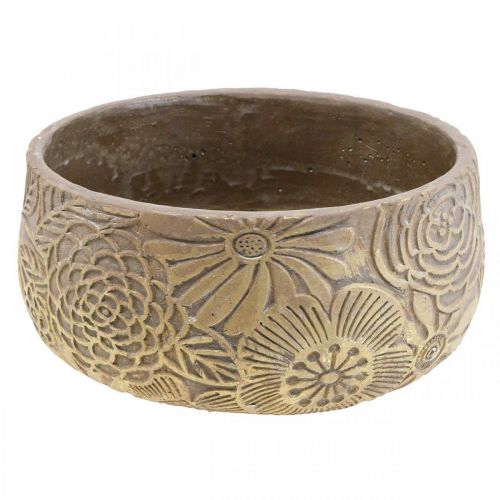 Floristik24 Ciotola decorativa in ceramica fiori oro marrone Ø23,5cm H11,5cm