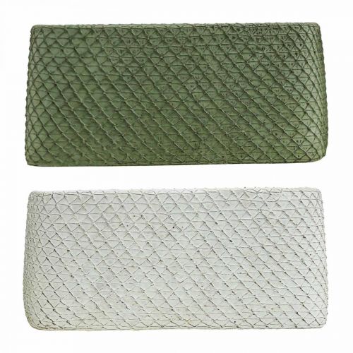Floristik24 Ciotola decorativa in ceramica verde bianco rete a rilievo 23x12,5cm H11cm 2pz