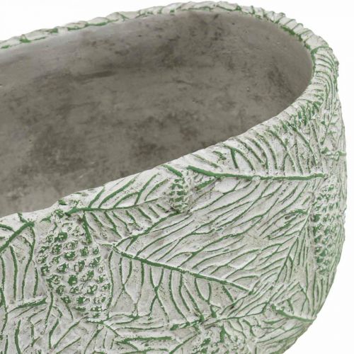 Floristik24 Ciotola decorativa in ceramica ovale verde bianco grigio rami di abete L22,5 cm