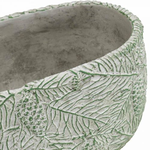 Prodotto Ciotola decorativa in ceramica ovale verde bianco grigio rami di abete L22,5 cm