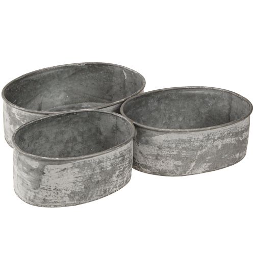 Prodotto Ciotola decorativa in metallo ovale grigia L22,5/19,5/16 cm set da 3