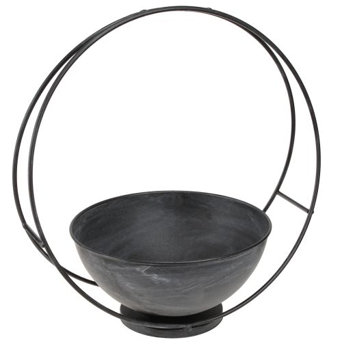 Floristik24 Ciotola decorativa in metallo con anello decorativo antracite Ø22,5 cm H33 cm