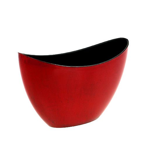 Floristik24 Ciotola decorativa in plastica rosso-nero 24 cm x 10 cm x 14 cm, 1p