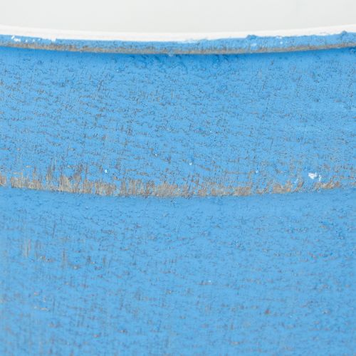 Prodotto Ciotola/vaso decorativo, metallo blu, stile shabby chic, Ø17cm, H8.5cm