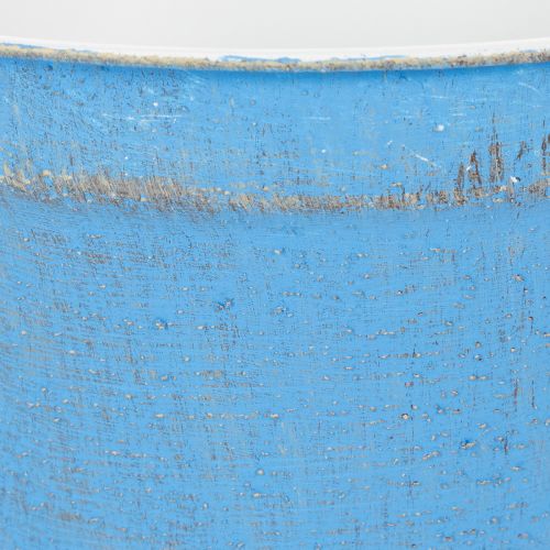 Prodotto Ciotola/vaso decorativo, in metallo blu, stile shabby chic, Ø21cm, H10.5cm