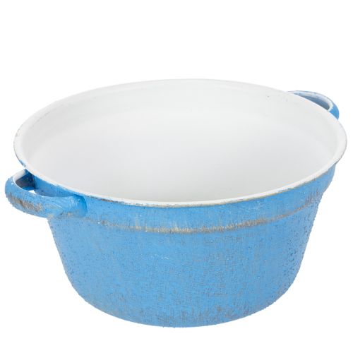 Prodotto Ciotola/vaso decorativo, in metallo blu, stile shabby chic, Ø21cm, H10.5cm