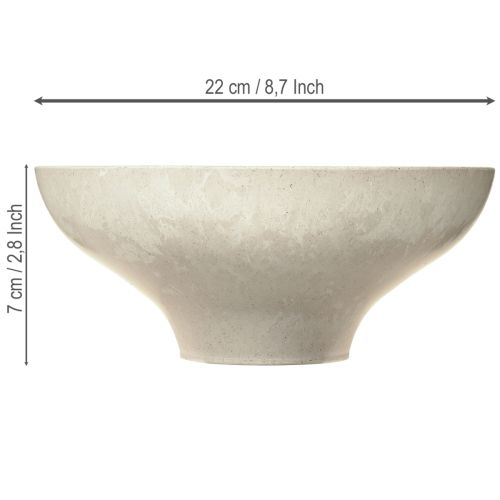 Floristik24 Ciotola decorativa con base in plastica rotonda color crema Ø19cm H8cm