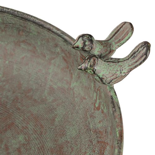 Prodotto Ciotola decorativa con uccelli Ciotola in metallo Verde antico Marrone Ø30cm
