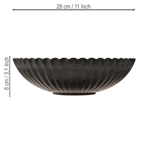 Prodotto Ciotola decorativa rotonda antracite per piante con scanalature Ø28cm