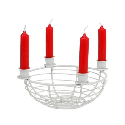 Floristik24 Ciotola decorativa con 4 candelabri bianchi Ø14cm