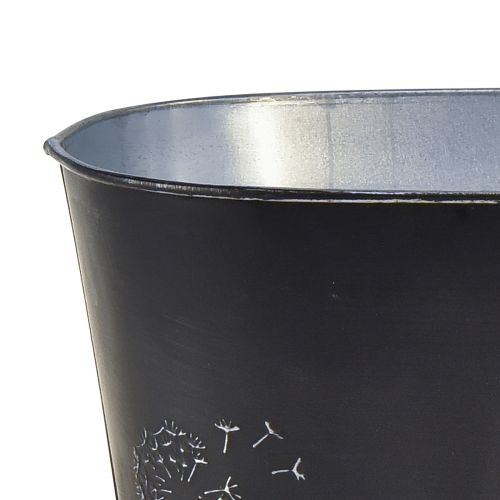 Prodotto Ciotola decorativa in metallo ovale nero argento fiori 20,5×12,5×12 cm