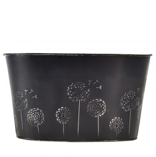 Prodotto Ciotola decorativa in metallo ovale nero argento fiori 20,5×12,5×12 cm
