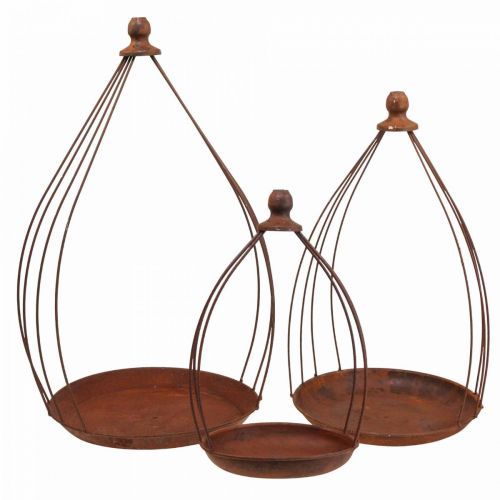 Floristik24 Ciotola decorativa decorazione patina ruggine decorazione sospesa Ø18,5/24,5/27 cm