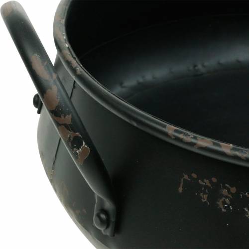 Floristik24 Set di 2 fioriere decorative in metallo nero con ciotola in metallo