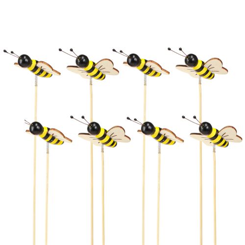 Prodotto Spina decorativa decorazione api legno nero giallo 6 cm H35 cm 8 pezzi