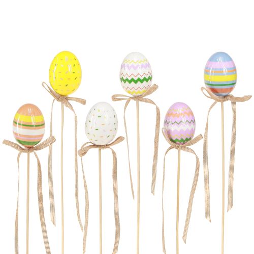 Prodotto Tappo decorativo Uova di Pasqua con fiocco colorato 4x5,5 cm 12 pz