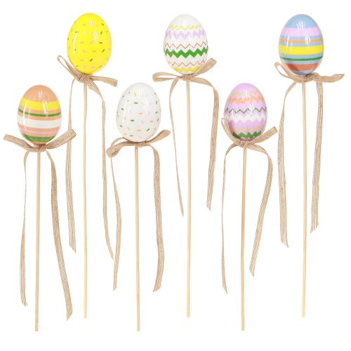 Prodotto Tappo decorativo Uova di Pasqua con fiocco colorato 4x5,5 cm 12 pz