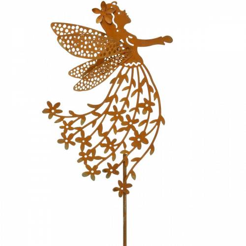 Floristik24 Spina decorativa elfo fiore, molla, decorazione in metallo, fata su bastone, patina