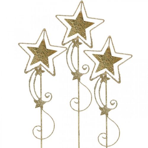 Floristik24 Spina decorativa stella oro scintillante H54cm 4 pezzi