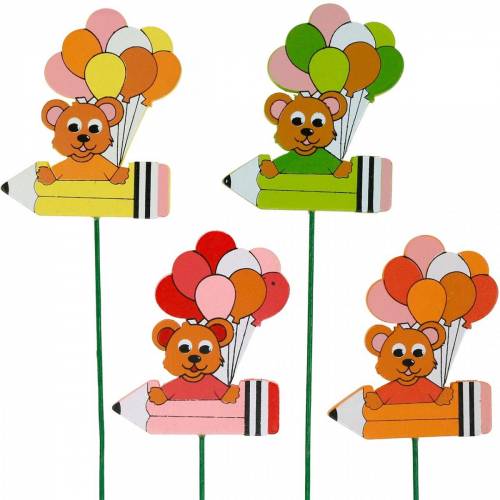Floristik24 Deco plug penna con orsacchiotto e palloncini fiore plug estate decorazione bambini 16 pezzi