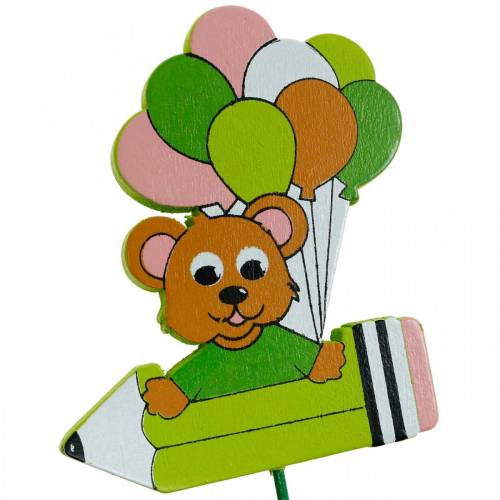 Floristik24 Penna decorativa con orsacchiotto e palloncini spina floreale decorazione estiva per bambini 16 pz