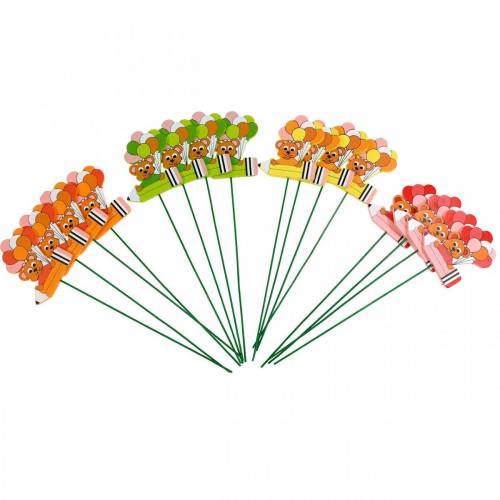 Floristik24 Penna decorativa con orsacchiotto e palloncini spina floreale decorazione estiva per bambini 16 pz