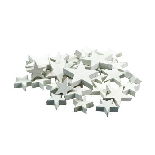 Stelle in legno, decorazioni natalizie, matrimonio, Avvento bianco Ø3–5cm 72 pz