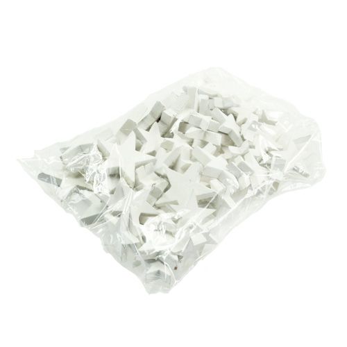 Floristik24 Stelle in legno, decorazioni natalizie, matrimonio, Avvento bianco Ø3–5cm 72 pz