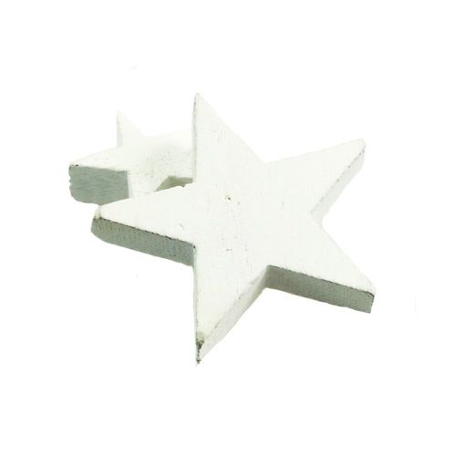 Floristik24 Stelle in legno, decorazioni natalizie, matrimonio, Avvento bianco Ø3–5cm 72 pz