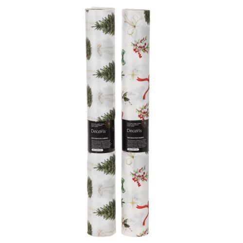 Tessuto decorativo natalizio, venduto al metro, larghezza 120 cm, 2 pezzi | Floristik24.it