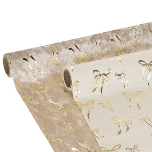 Runner da tavola, in tessuto decorativo con fiocchi sottili, in rotolo, 120x35 cm, 2 pezzi