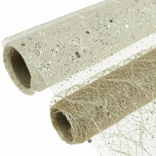 Floristik24 Nastro da tavola tessuto decorativo champagne x 2 assortiti 35x200cm