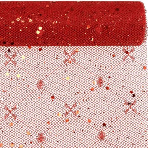 Prodotto Tessuto decorativo natalizio in poliestere rosso x 2 assortiti 35x200 cm