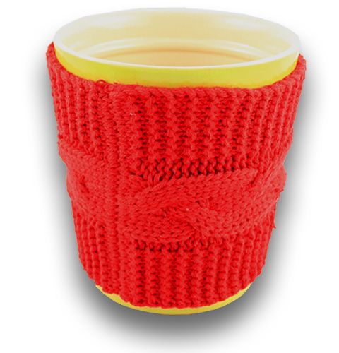 Floristik24 Tubo decorativo in maglia 15 x 13 cm rosso 2 pezzi