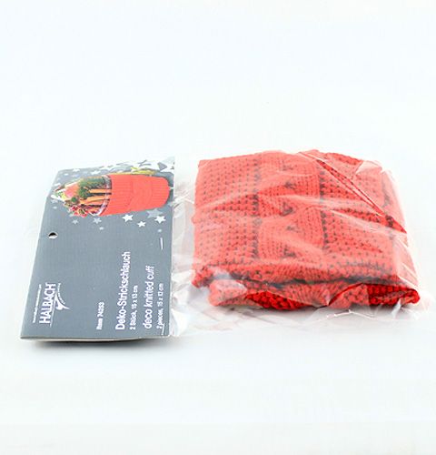 Floristik24 Tubo decorativo in maglia 15 x 13 cm rosso 2 pezzi
