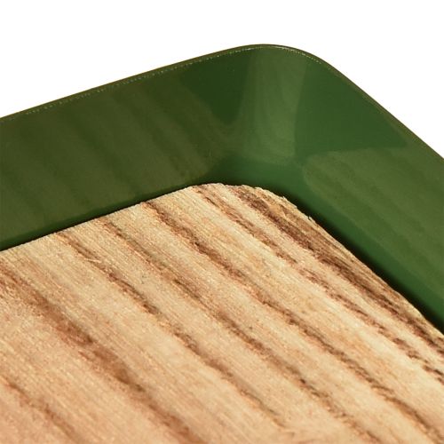Prodotto Vassoio decorativo in metallo e legno, vassoio in metallo verde 35,5×11×3cm 2 pezzi