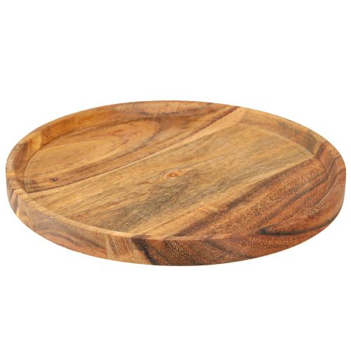 Floristik24 Piatto decorativo vassoio decorativo in legno di acacia oliato naturale Ø20cm