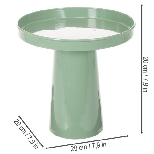 Piatto decorativo in metallo, verde, base rotonda, vassoio per composizioni floreali, 20 cm | Floristik24.it